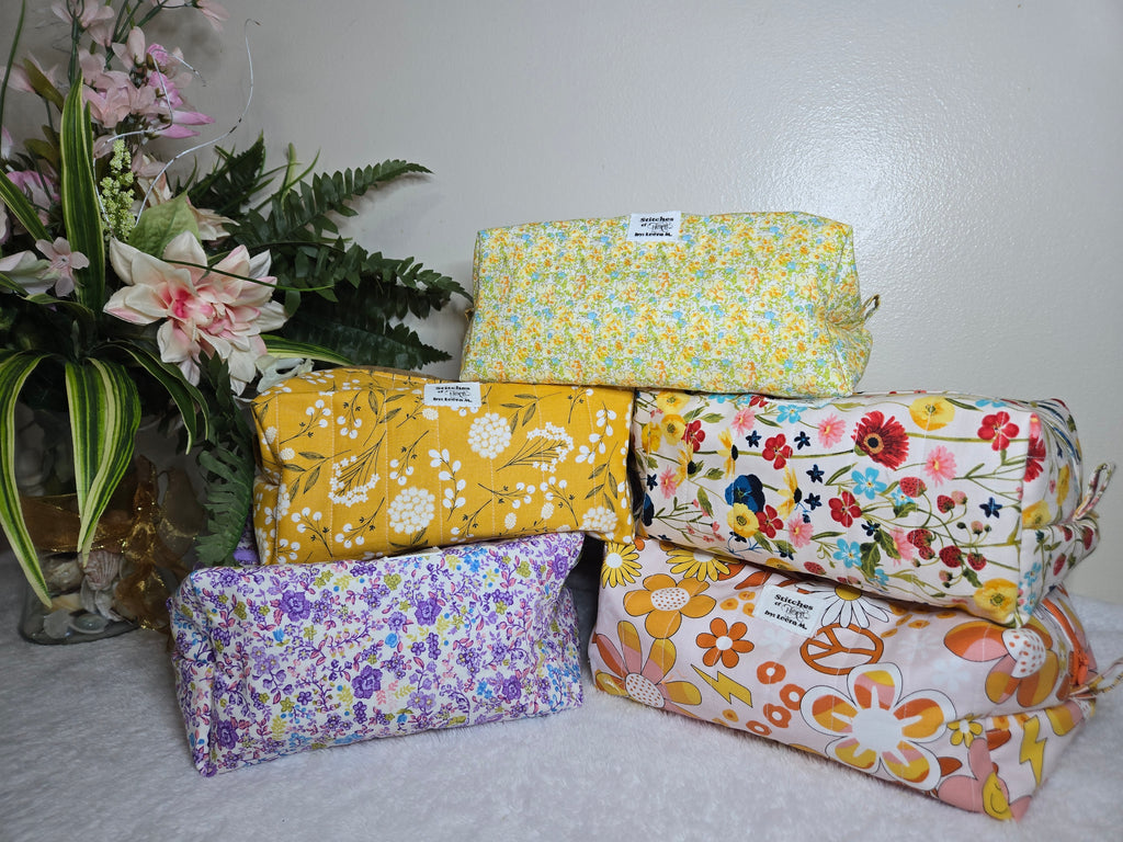 Golden Bloom Makeup Bag –  Stitches of Hope by Leera M.