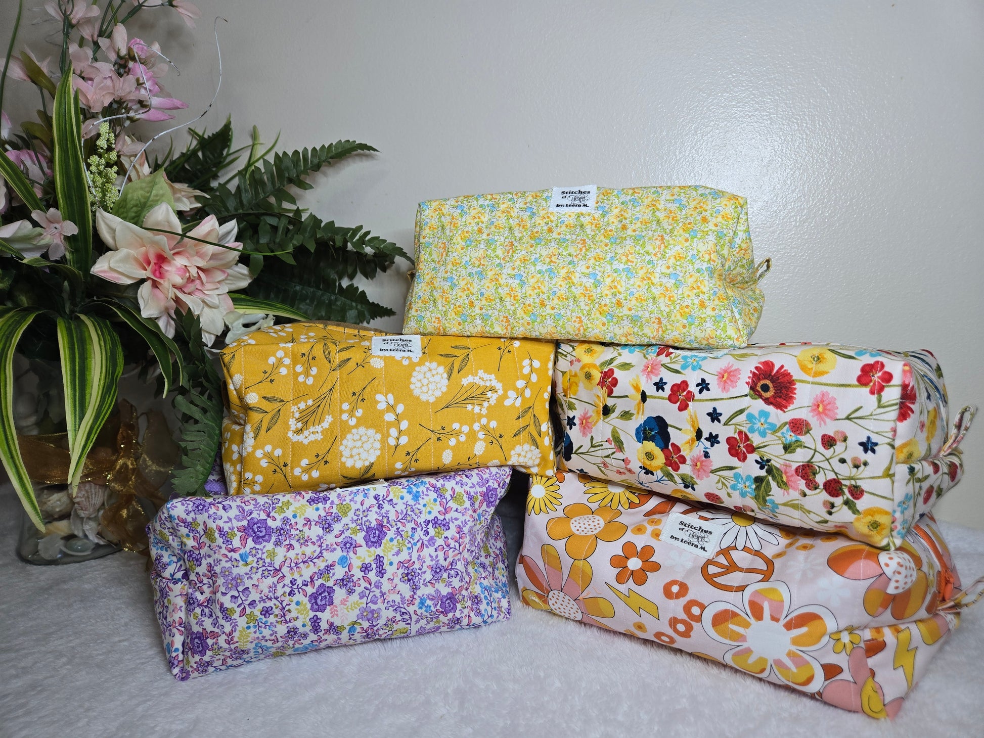 Golden Bloom Makeup Bag –  Stitches of Hope by Leera M.
