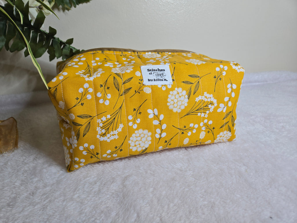 Golden Bloom Makeup Bag –  Stitches of Hope by Leera M.