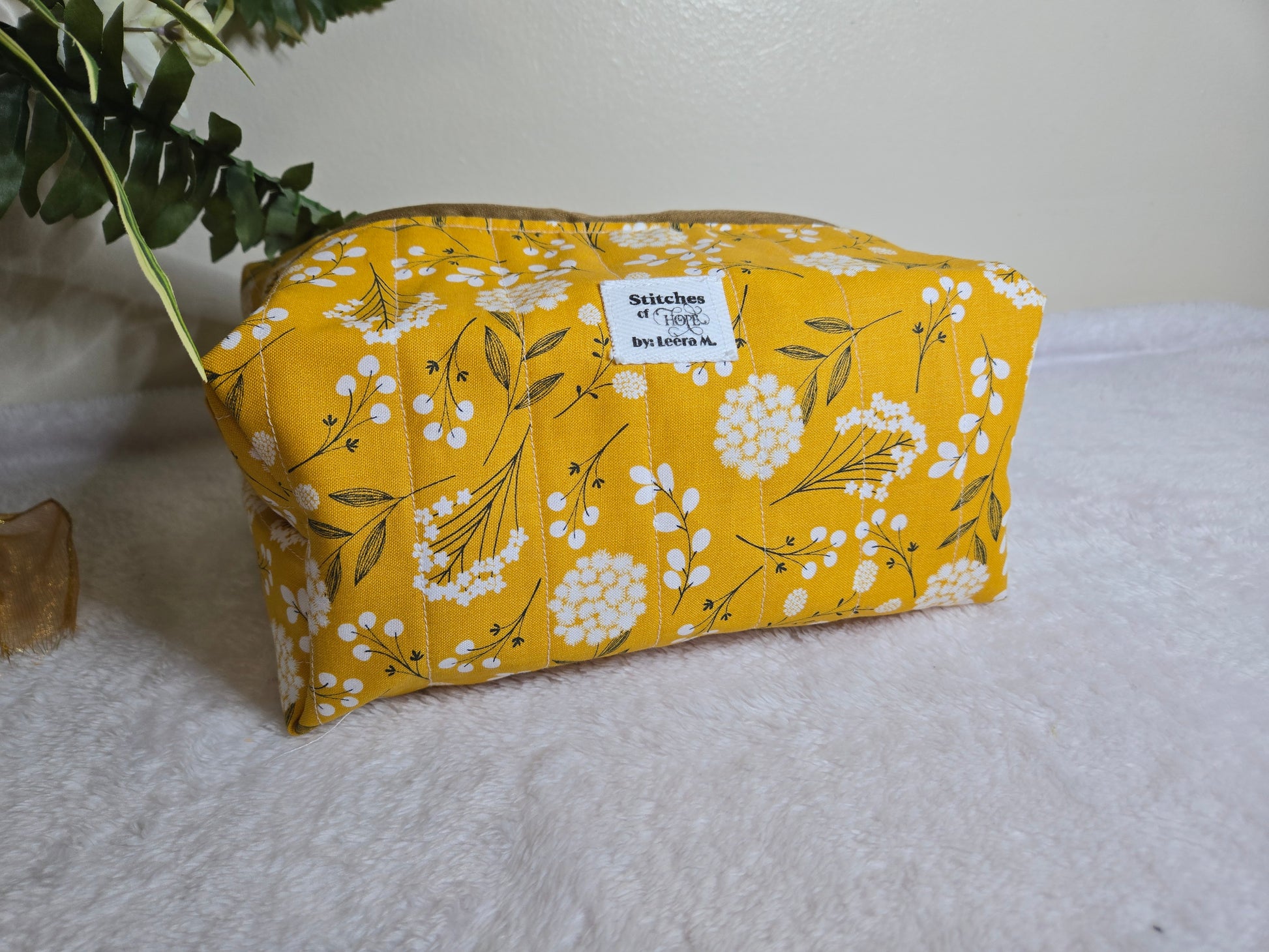 Golden Bloom Makeup Bag –  Stitches of Hope by Leera M.