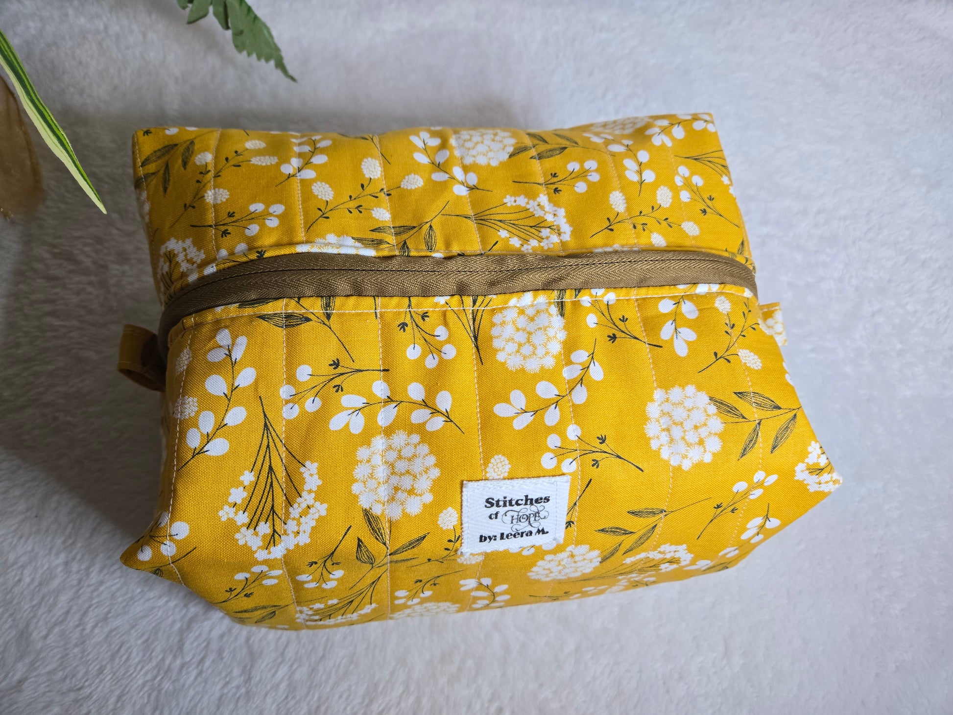 Golden Bloom Makeup Bag –  Stitches of Hope by Leera M.
