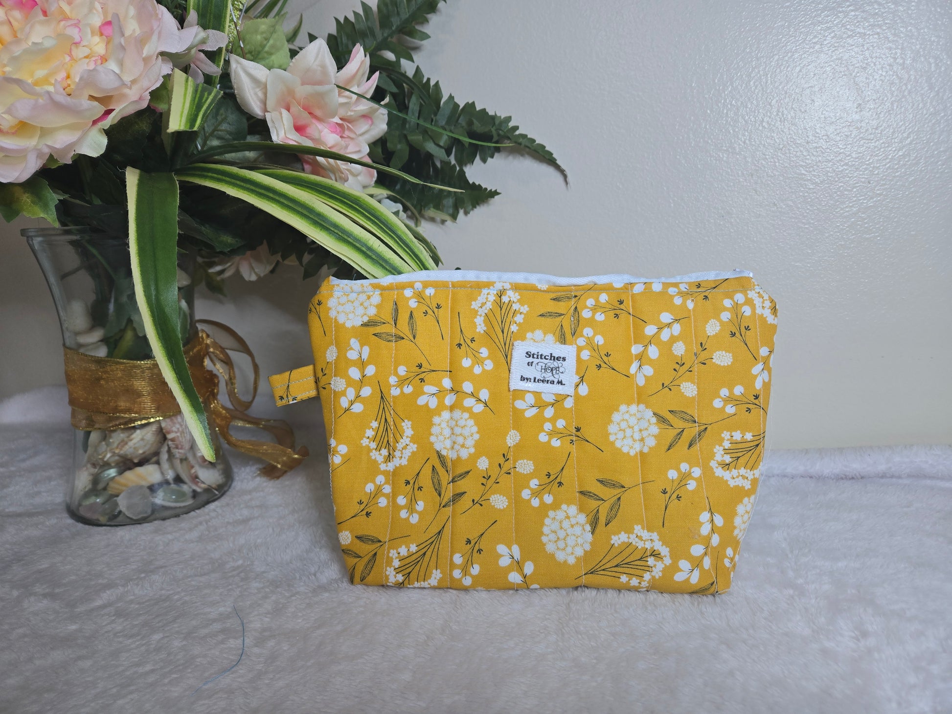 Golden Bloom Makeup Pouch