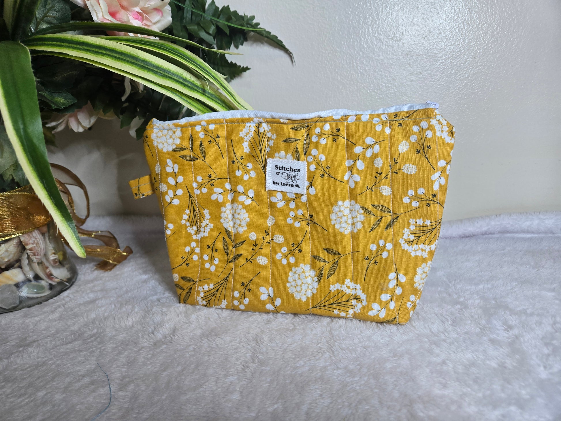 Golden Bloom Makeup Pouch